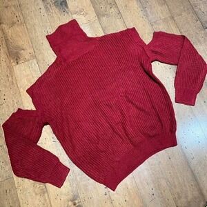 Fashion‎ Nova Red Cold Shoulder Turtleneck Knit Sweater Size L